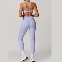 STELLA X-Back Crop Top Legging Set - Lavender