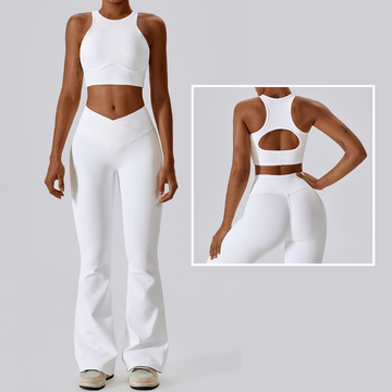 Strong Support Premium Flared Legging Set - White