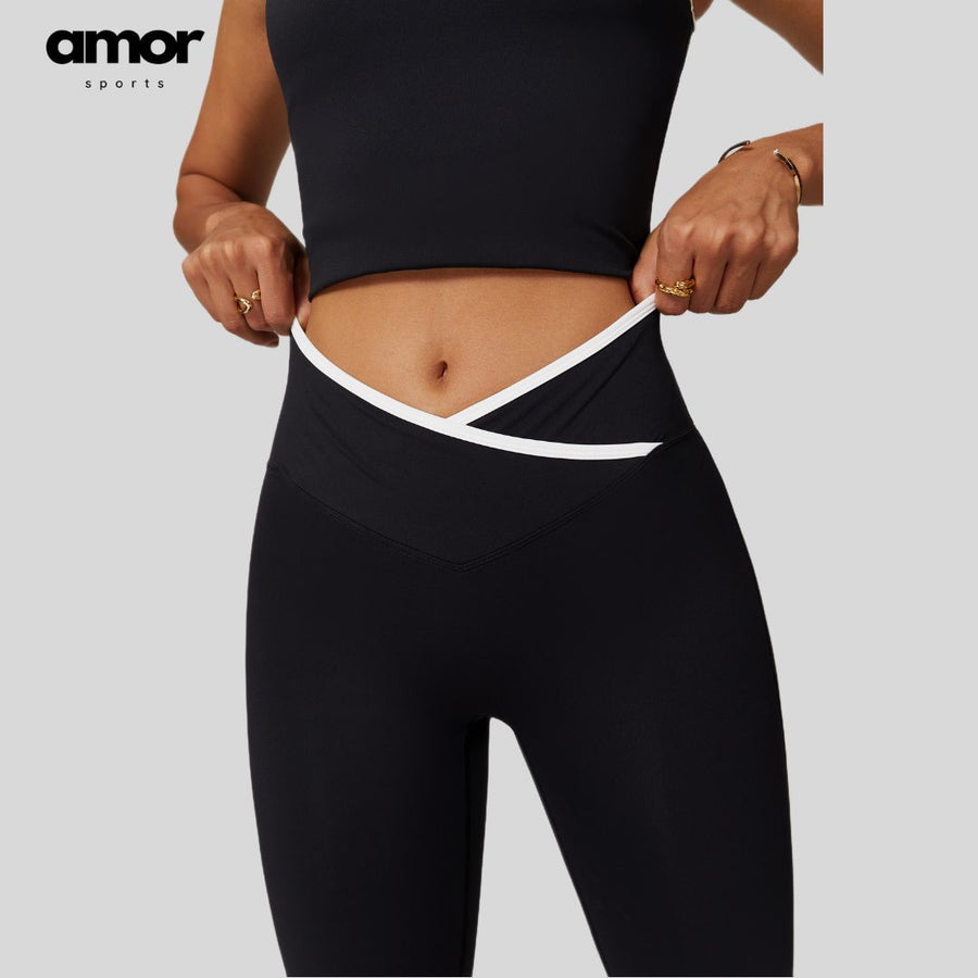 QUEENI Vest Top Legging Set - Black