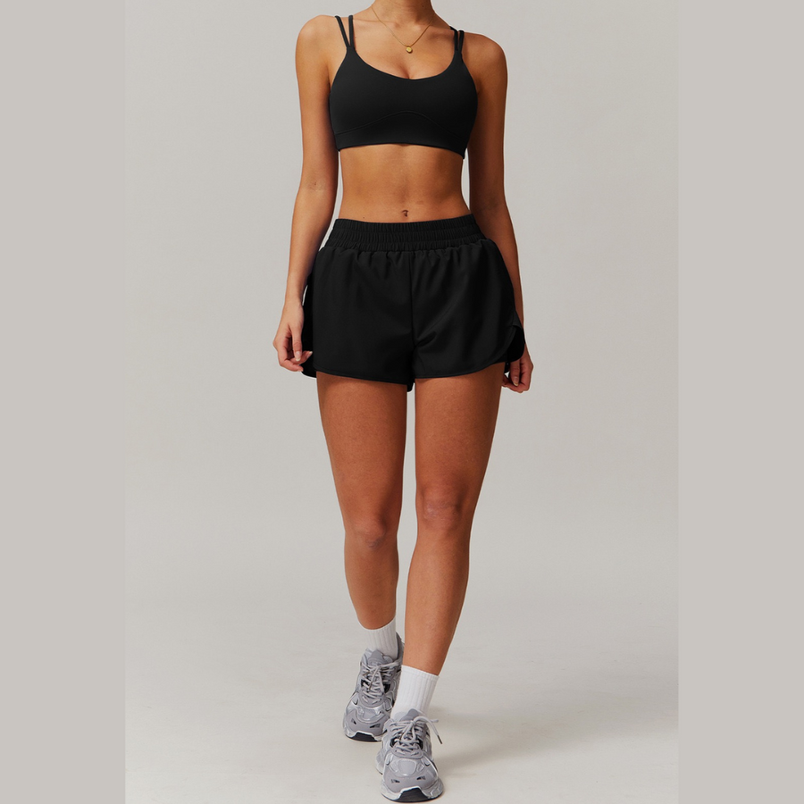 Summer Breeze Crop Top Short Set - Black