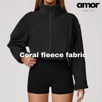 Winter Premium Coral Fleece Zip Jumper - Black