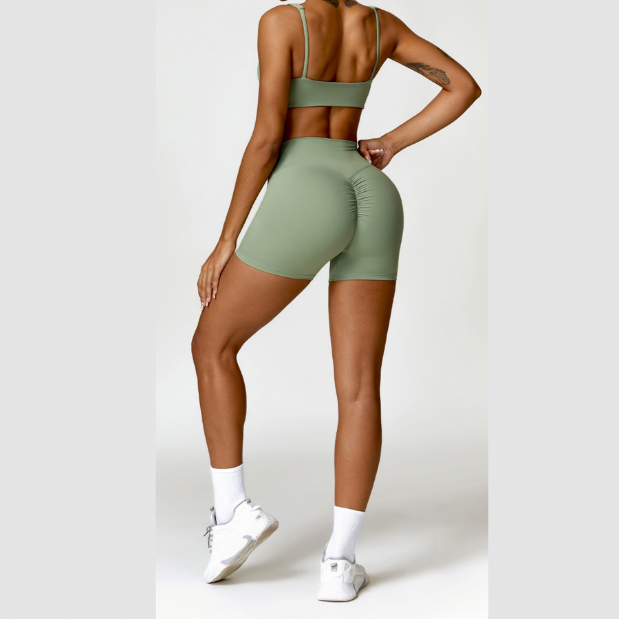 V-Top Scrunched Short Set - Green