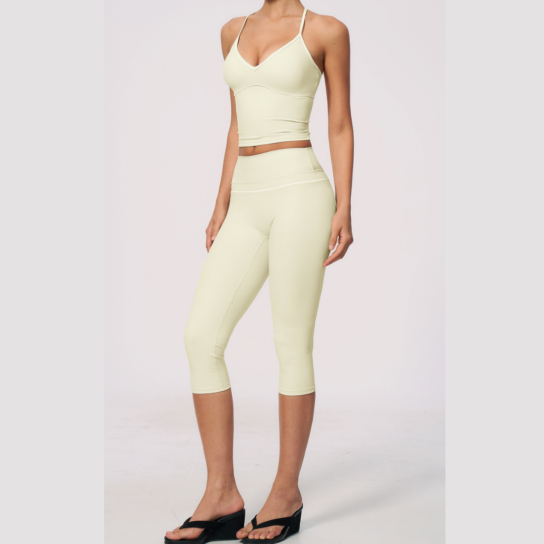 Andy Strappy Cropped Legging Set - Cream White