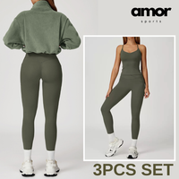 3pcs Coral Fleece Jumper Active Set - Green