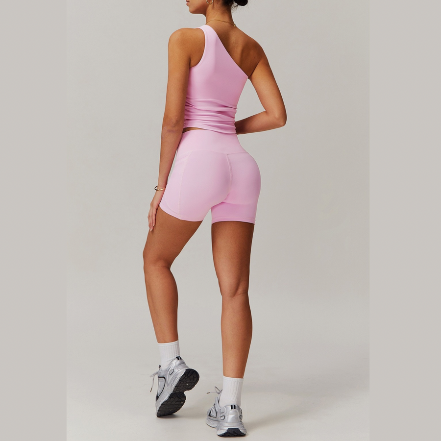 NANA Premium Single Shoulder Short Set - Pink