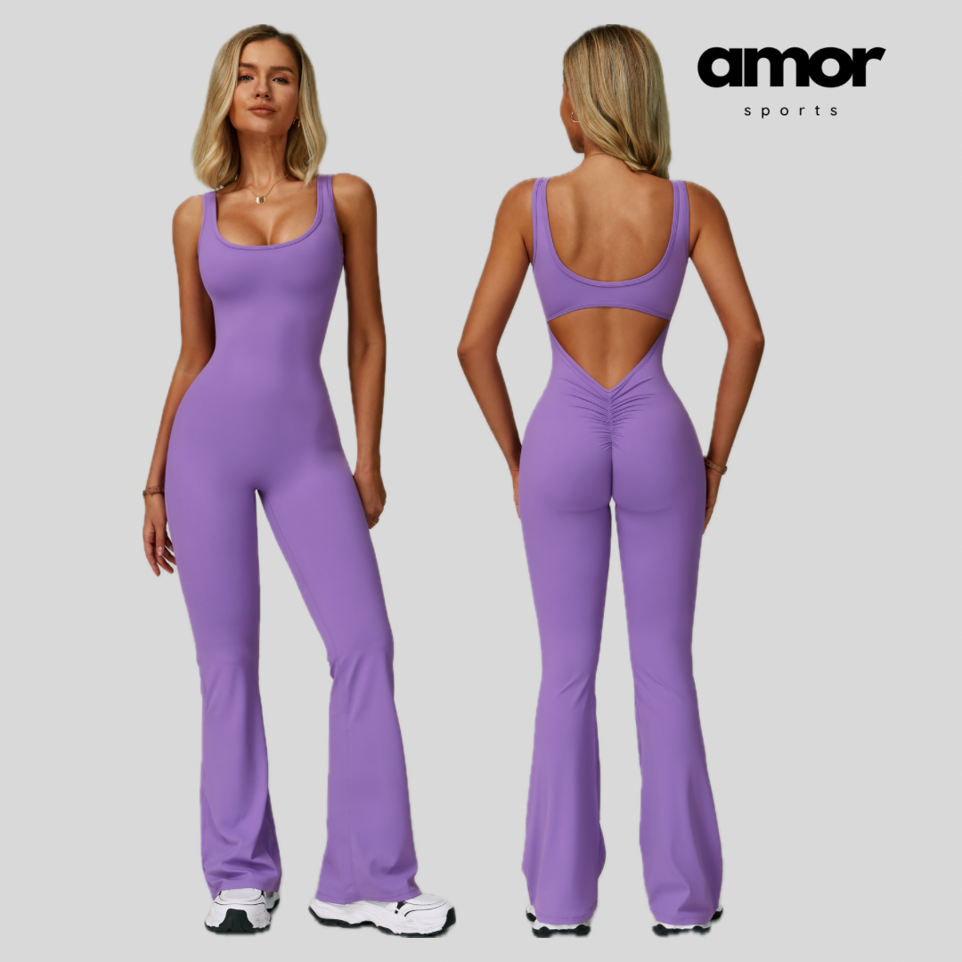 Sexy Stylish Bell Bottom Jumpsuit - Lavender