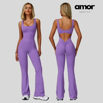 Sexy Stylish Bell Bottom Jumpsuit - Lavender