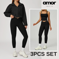3pcs Coral Fleece Jumper Active Set - Black