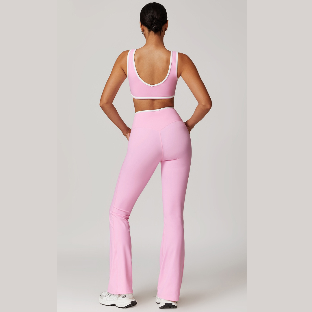 QUEENI Stylish Flared Legging Set - Pink