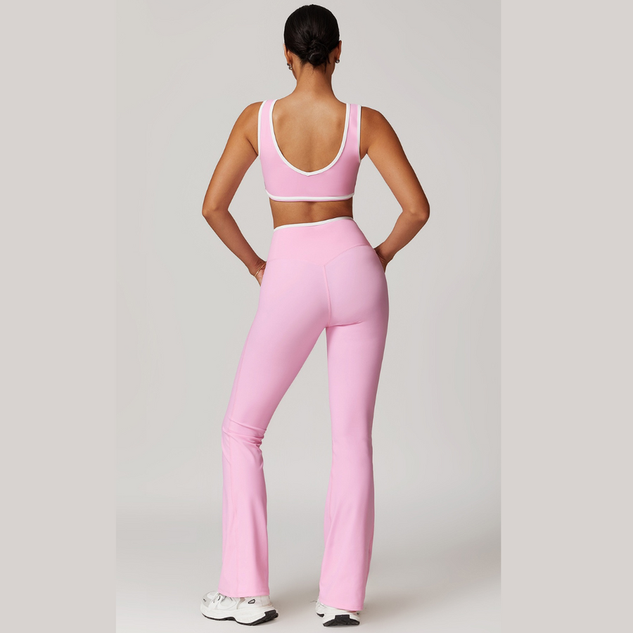 QUEENI Stylish Flared Legging Set - Pink
