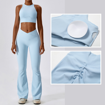 Strong Support Premium Flared Legging Set - Blue