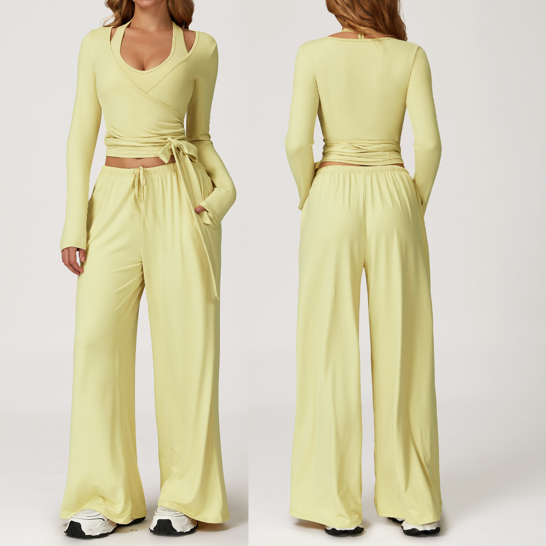 Σετ Κολάν με Φλατ Γιλέκο Aspasia - Κίτρινο