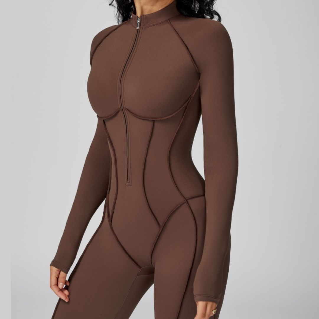 Elena Fall Winter Stylish Jumpsuit - Coffee