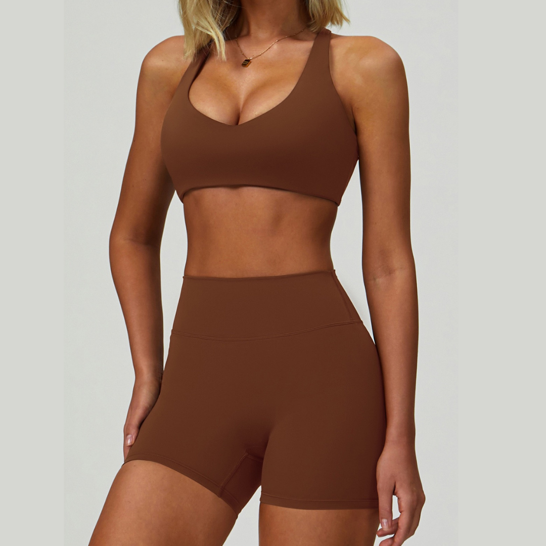 TINA Effortless Elegance Shorts Set - Brown