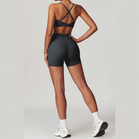 STELLA X-Back Crop Top Short Set - Dark Grey