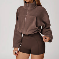 Winter Premium Coral Fleece Zip Jumper - Brown