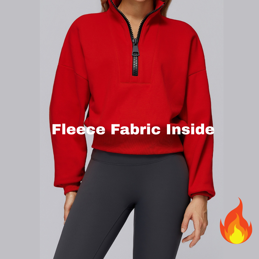 Classic Stylish Big Zip Winter Jumper - Red