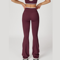 QUEENI Stylish Flared Legging Set - Burgundy