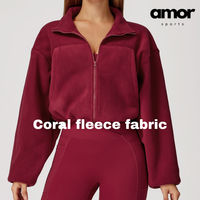 Winter Premium Coral Fleece Zip Jumper - Cherry