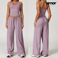 Aspasia Vest Top Flared Legging Set - Lilac