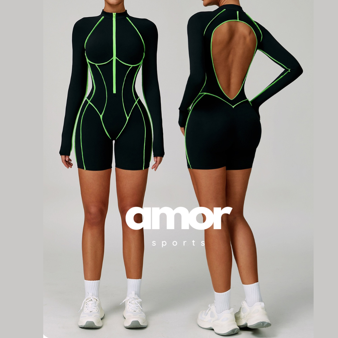 Electric Sexy Romper - Black Green