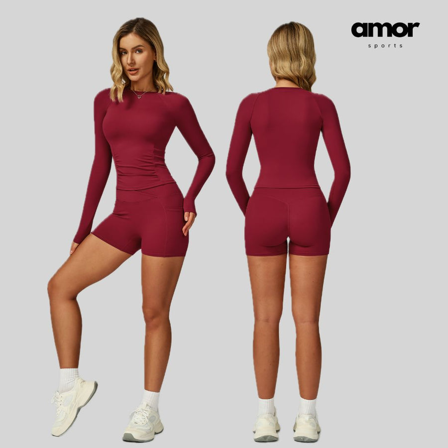 NIMO Long Sleeve Short Set - Cherry