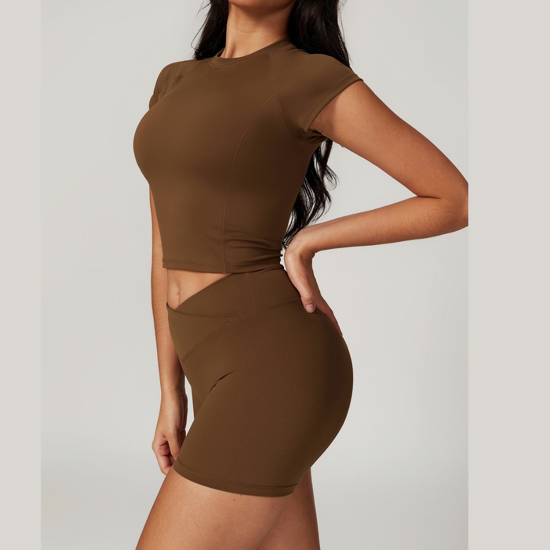 Σετ Sustainable Short Sleeve Short Set - Καφέ 