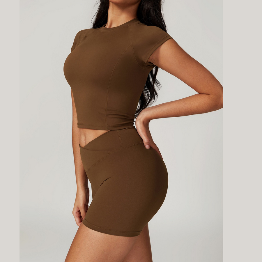Σετ Sustainable Short Sleeve Short Set - Καφέ 