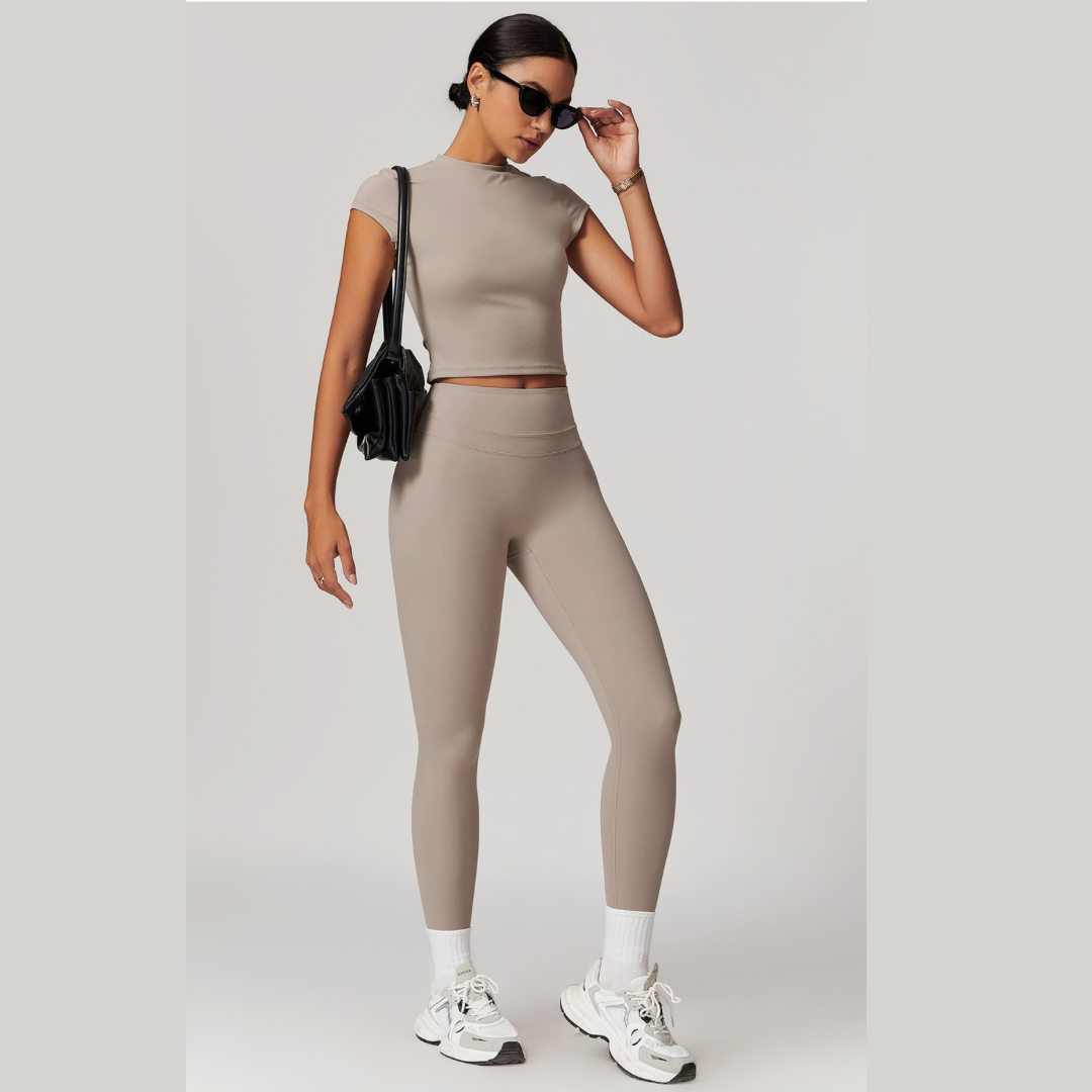 Completo leggings a maniche corte STELLA - Ice Latte