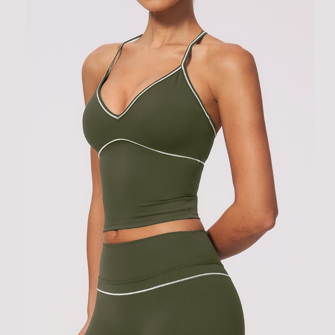 Andy Strappy Cropped Legging Set - Olive