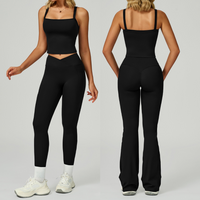 Carly Stylish Vest Top Legging Set - Black