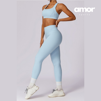 X-Back Line Skinny Legging Set - Blue