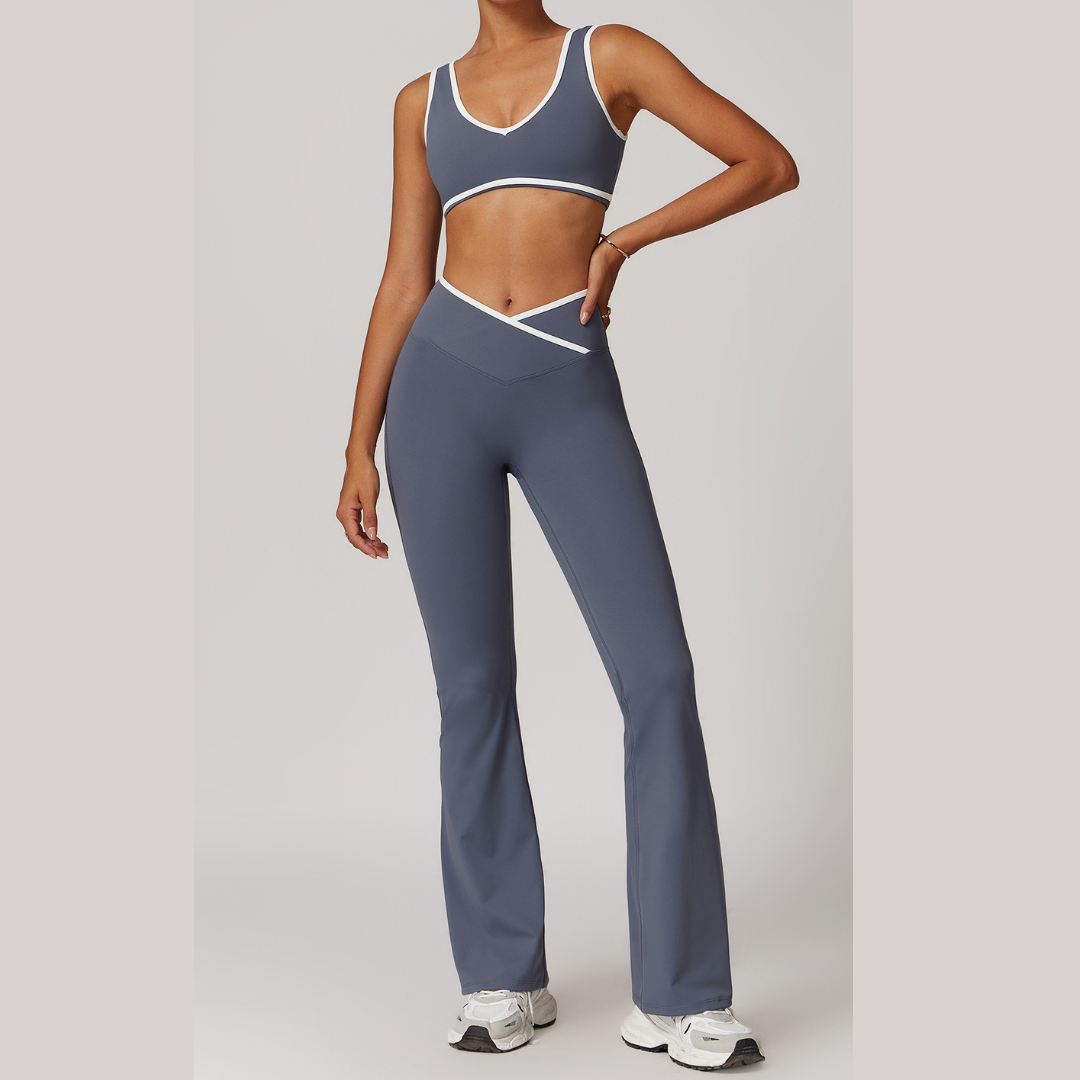 QUEENI Vest Top Legging Set - Off Purple