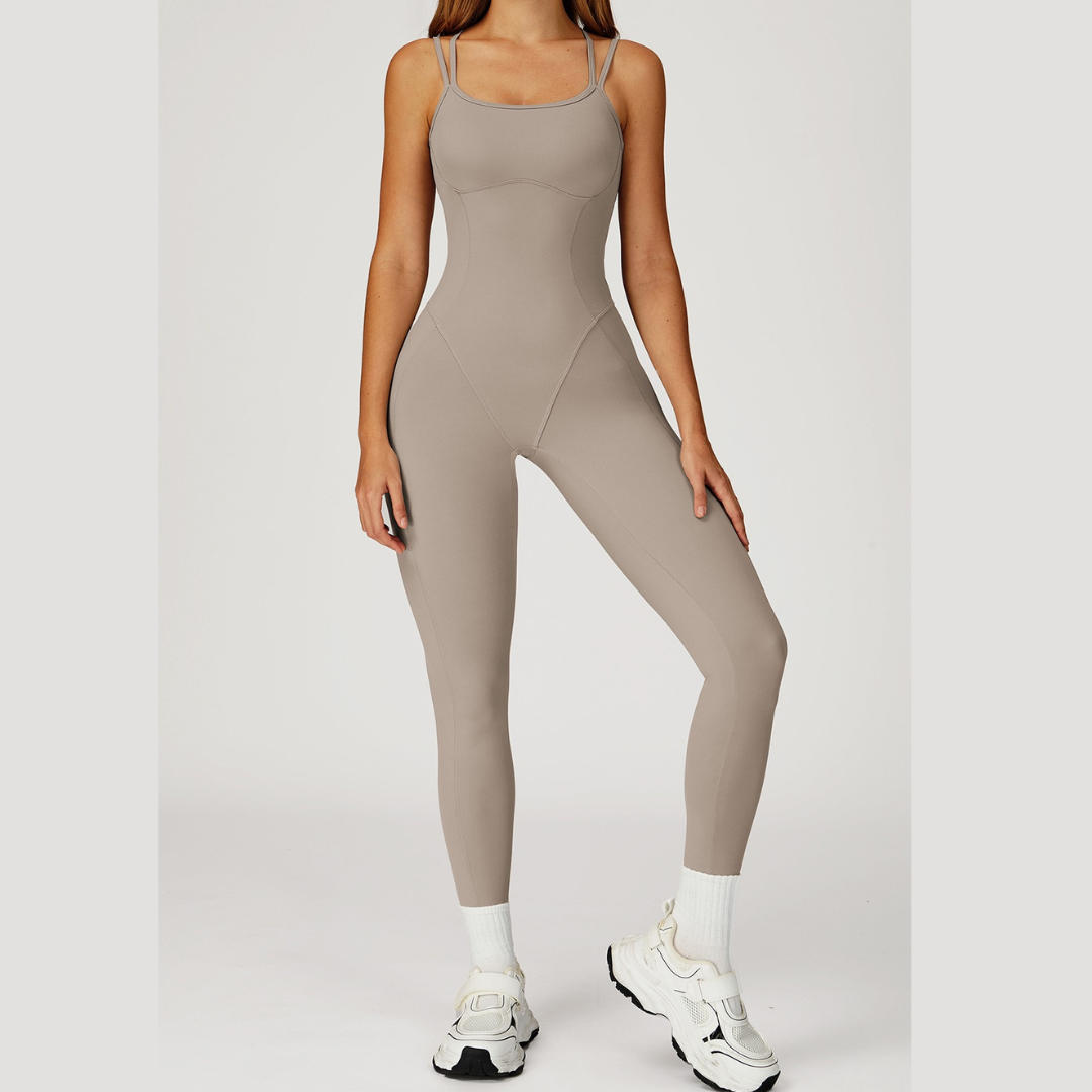 DIVA Cross-Back Sculpt Jumpsuit - Beige