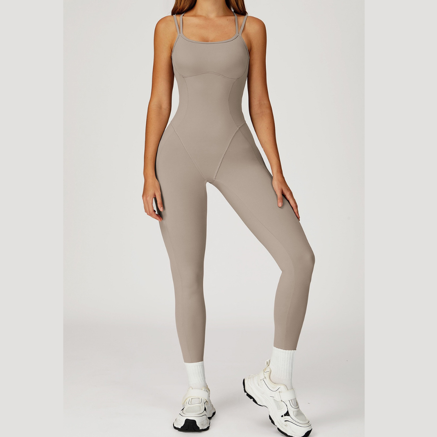 DIVA Cross-Back Sculpt Jumpsuit - Beige