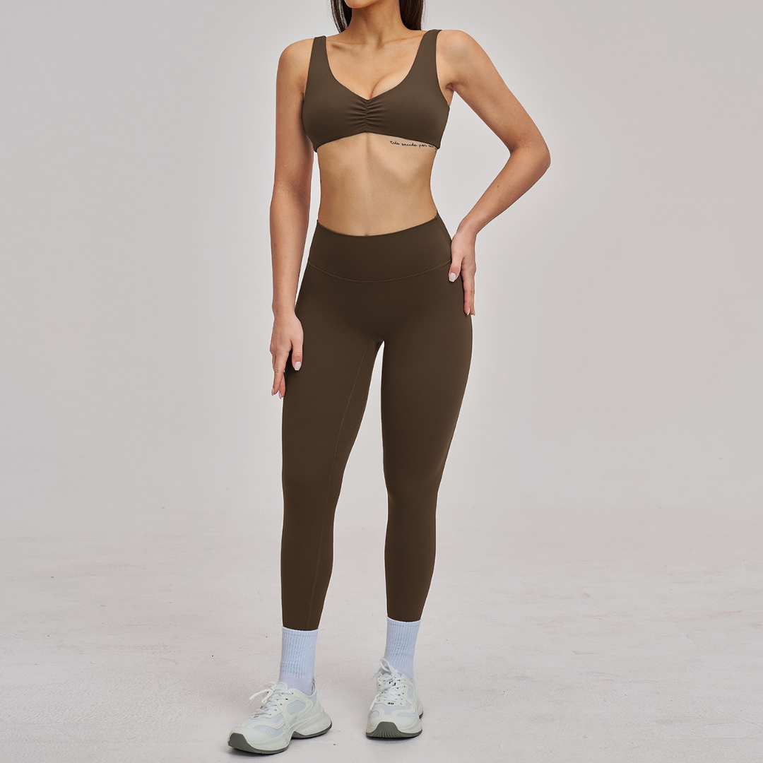 MARGO Sculpting Stylish Legging Set - Coffee