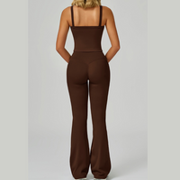 Carly Stylish Vest Top Legging Set - Coffee
