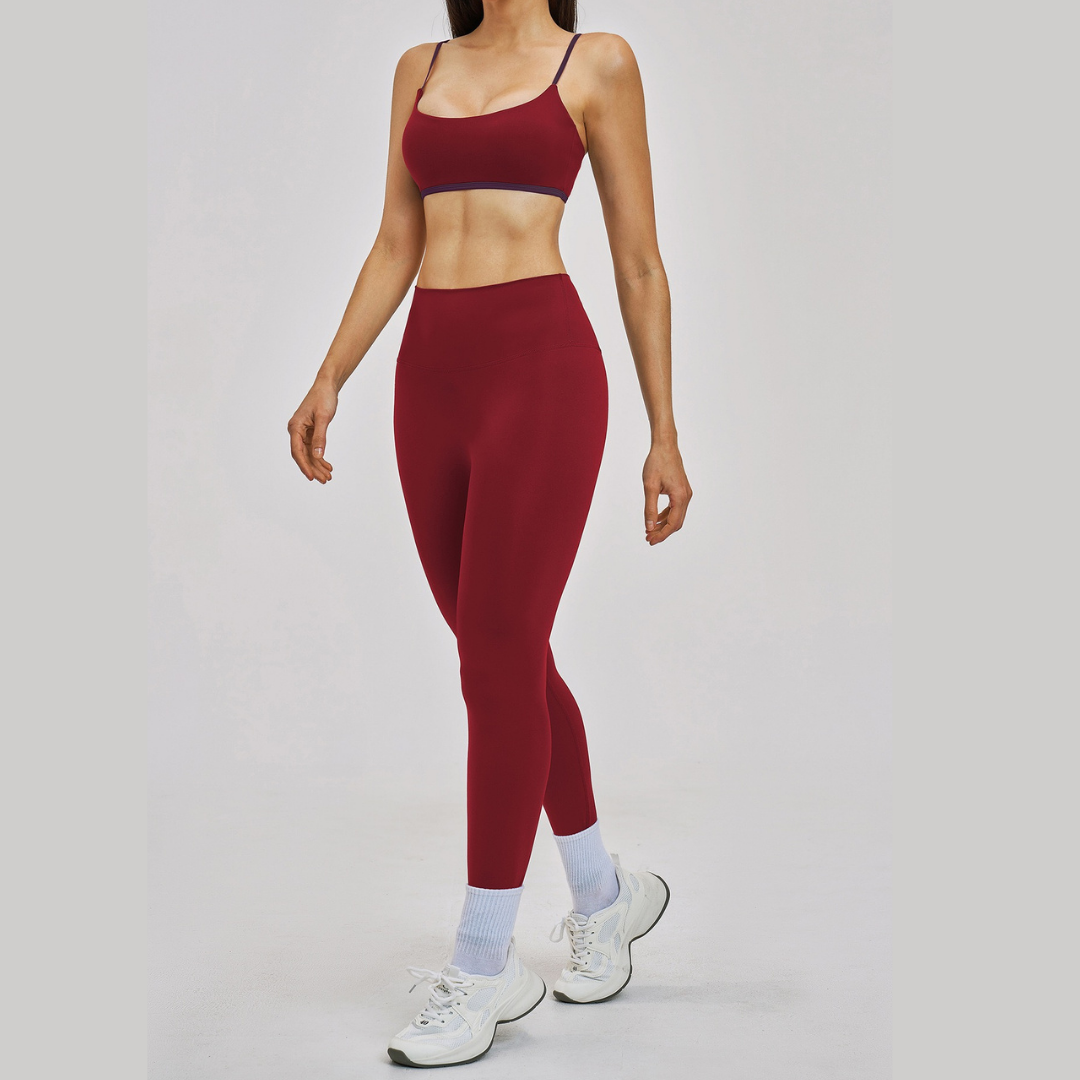 GRACE Stylish Sporty Legging Set - Merlot