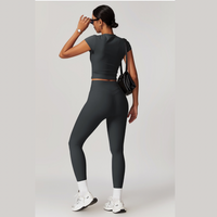 STELLA Short Sleeve Top Legging Set - Dark Grey