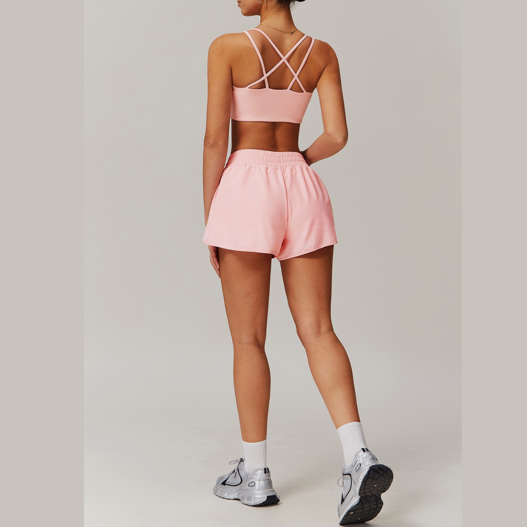 Summer Breeze Crop Top Short Set - Pink