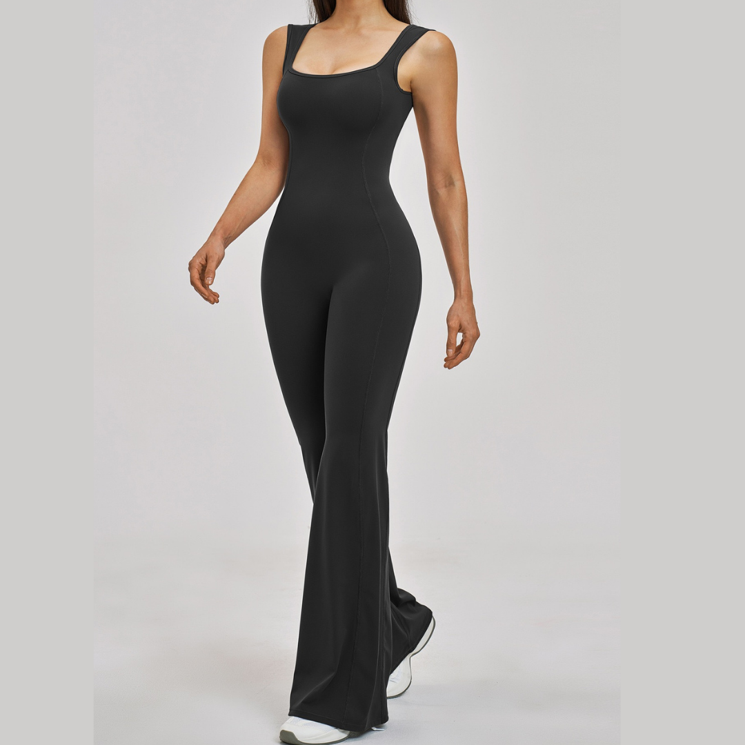 NINA Open Back Flare Jumpsuit - Black
