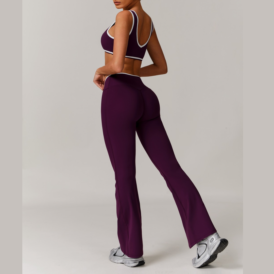 QUEENI Stylish Flared Legging Set - Purple