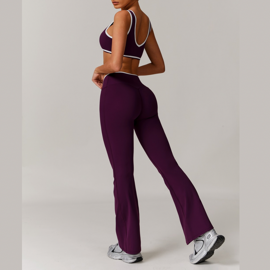 QUEENI Stylish Flared Legging Set - Purple