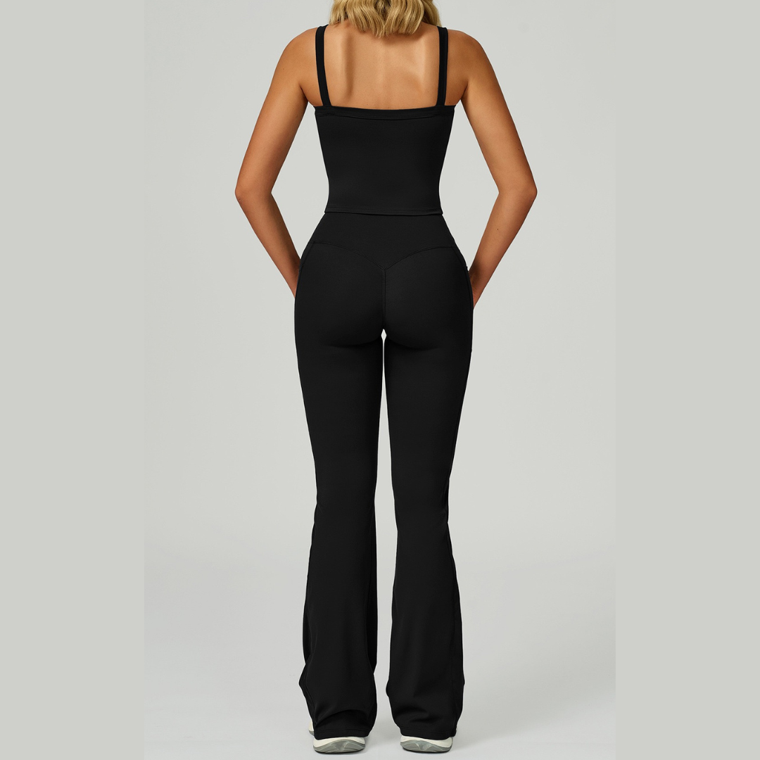Carly Stylish Vest Top Legging Set - Black