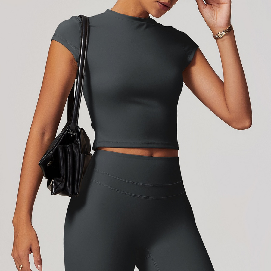 STELLA Premium Short Sleeve Top - Dark Grey