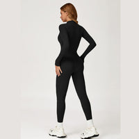 Sculpting Fleece Long-Sleeve Jumpsuit - Black