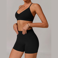 ELINA Comfy Sports Bra with Short Set - Black