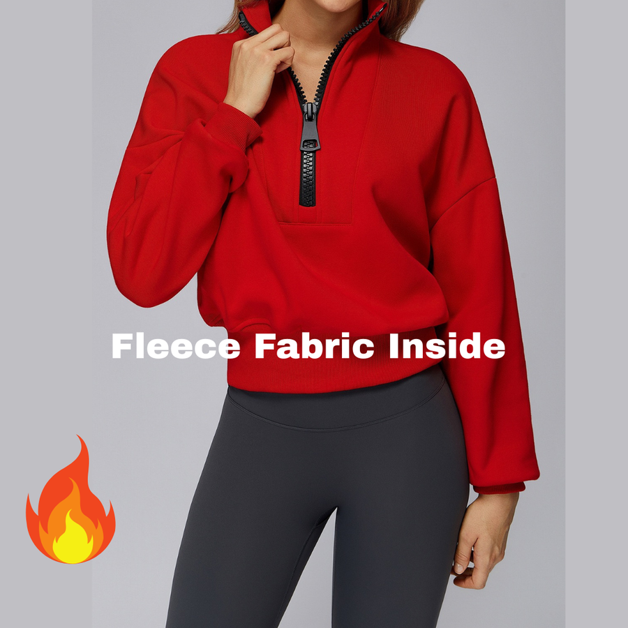 Classic Stylish Big Zip Winter Jumper - Red