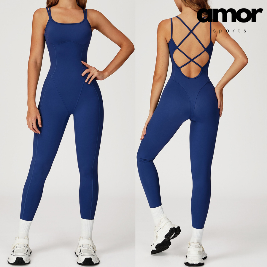 DIVA Cross-Back Sculpt Jumpsuit - Blue