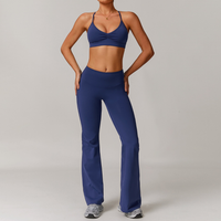 ELINA Comfy Sports Bra Flared Legging Set - Blue